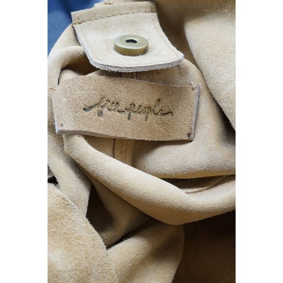 Free People Leather Shoulder Bag Slouchy Jessa Suede Hobo Carry All Sand Color - Picture 8 of 9